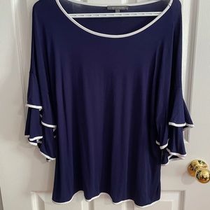 Suzy Shier 3/4 Sleeve Blouse, XL, Blue